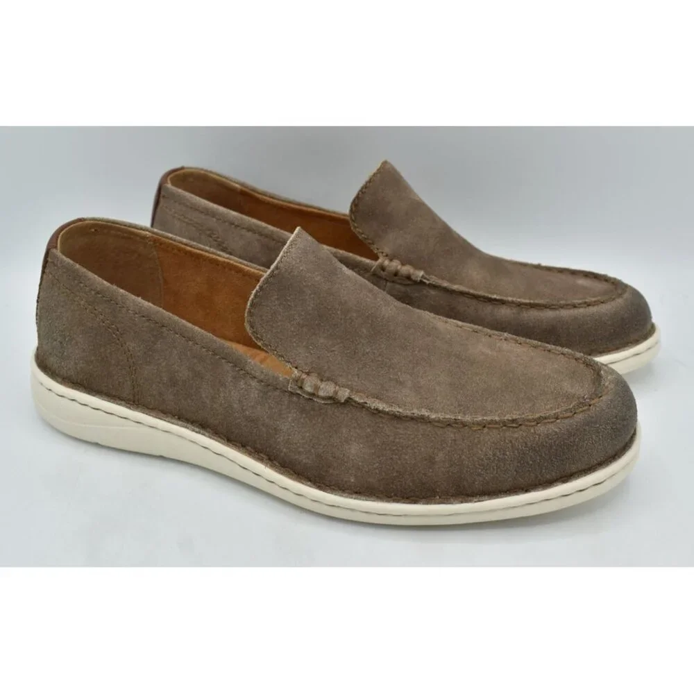 Born Mens Size 10.5 Thaton Taupe Brown Combo Nubuck Slip On‎ Loafers Shoes